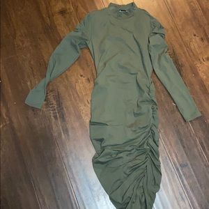 green fitted dress